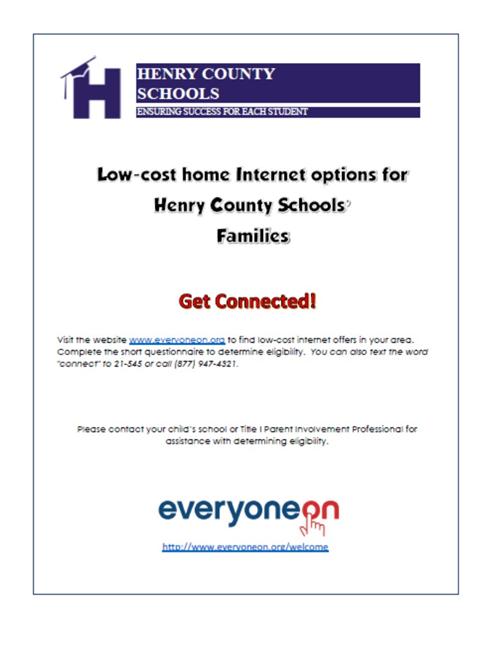 Flyer with Informtion on Affordable Internet Access 