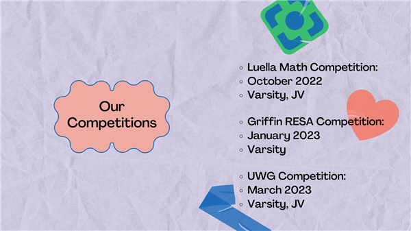 Our competitions: Luella, Griffin RESA, UWG