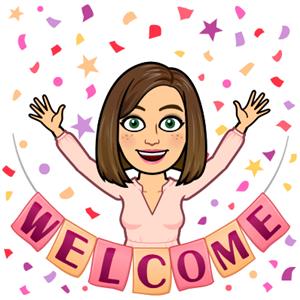 Cartoon Picture saying welcome with confetti 