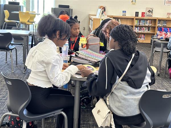 Students working together at a table