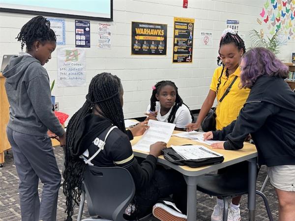 Students working together at a table