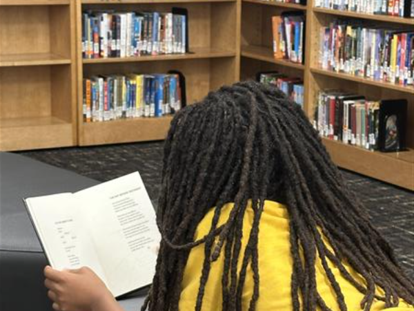 student reading